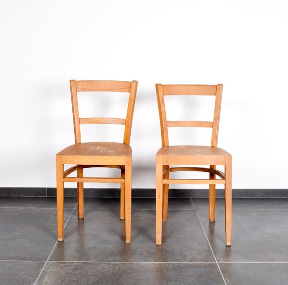 Rare Pair Vintage French Fischel Bentwood Bistro Chairs Antique Thonet  Style Parisian Cafe Seating Authentic Wood Restaurant Chairs