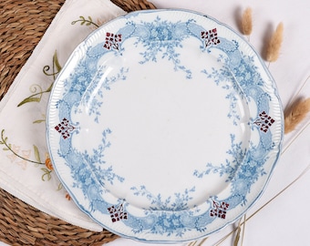 Antique Creil & Montereau Plate: French Blue White Transferware