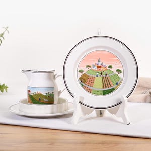 Villeroy and Boch Naif Set. Villeroy  Boch Plates, Milk Jug and Small Tartlet Mold. Design Naif by Laplau.