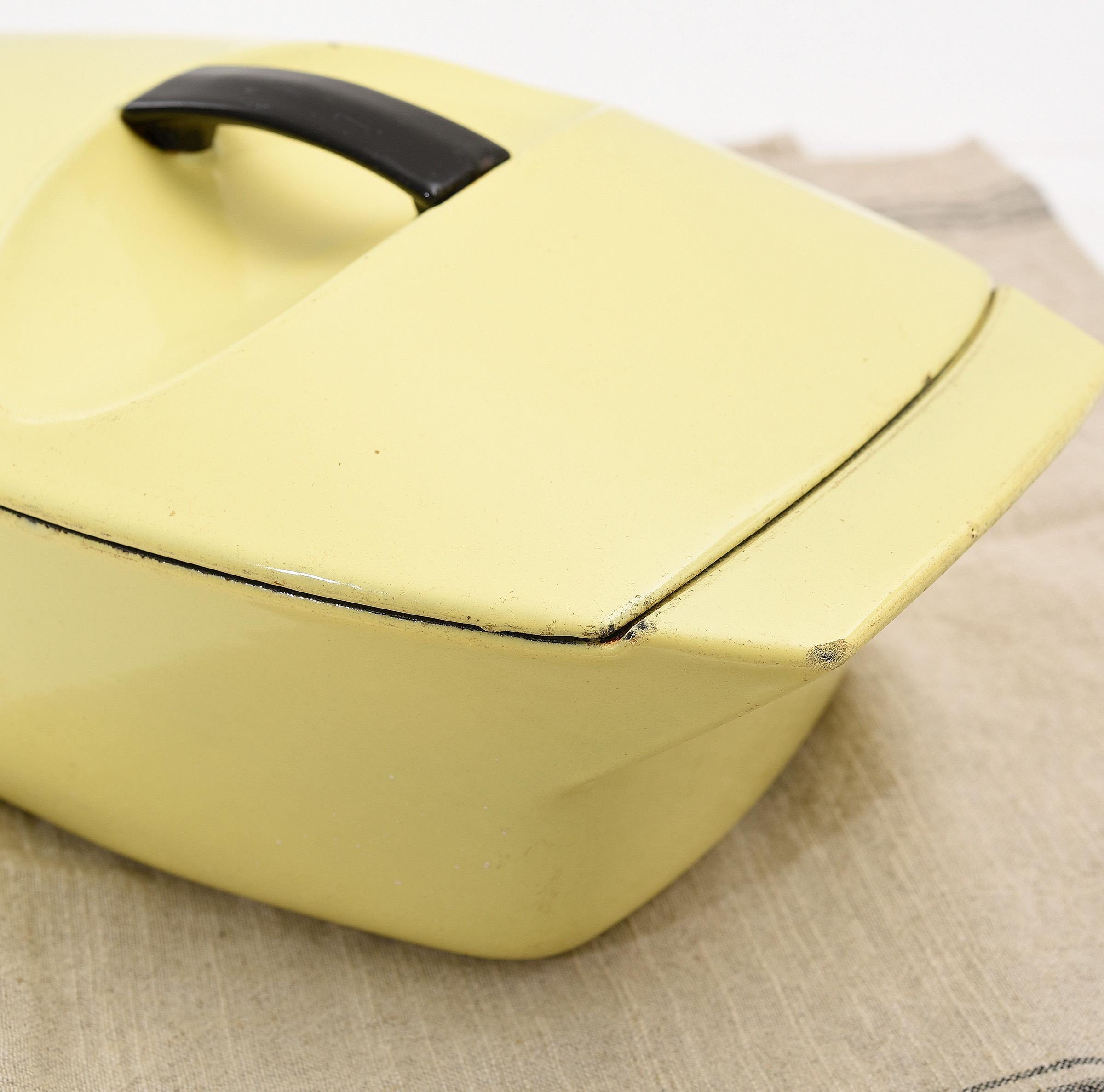 Poêle en fonte émaillée vintage - Raymond Loewy pour Le Creuset - Label