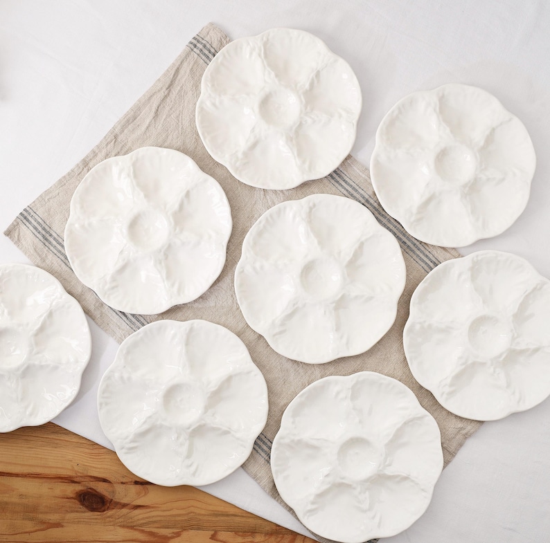 Oyster Plate - White Oysters Plates From Gien Factory - Majolica Plate ...
