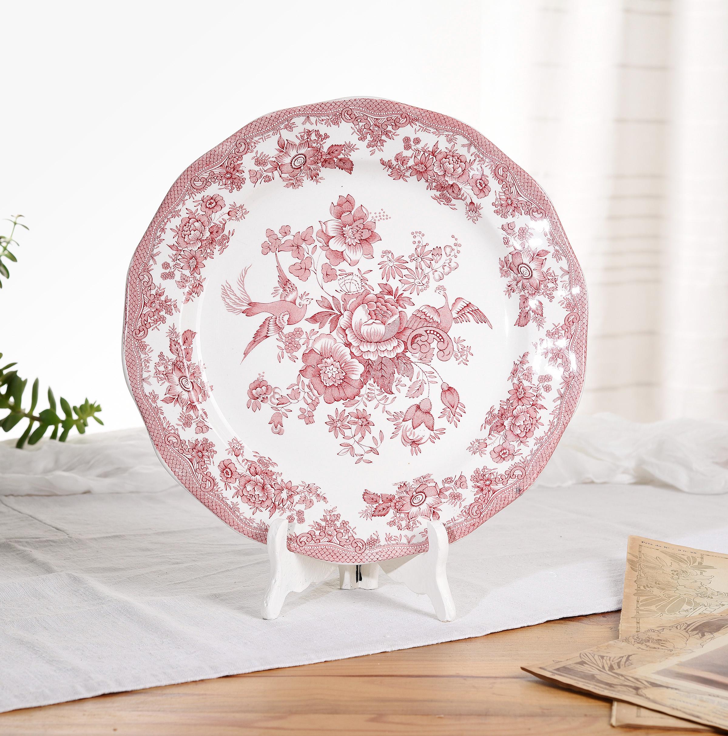 Vintage Enoch Wedgwood Large Pink Transferware Plate – 1950s