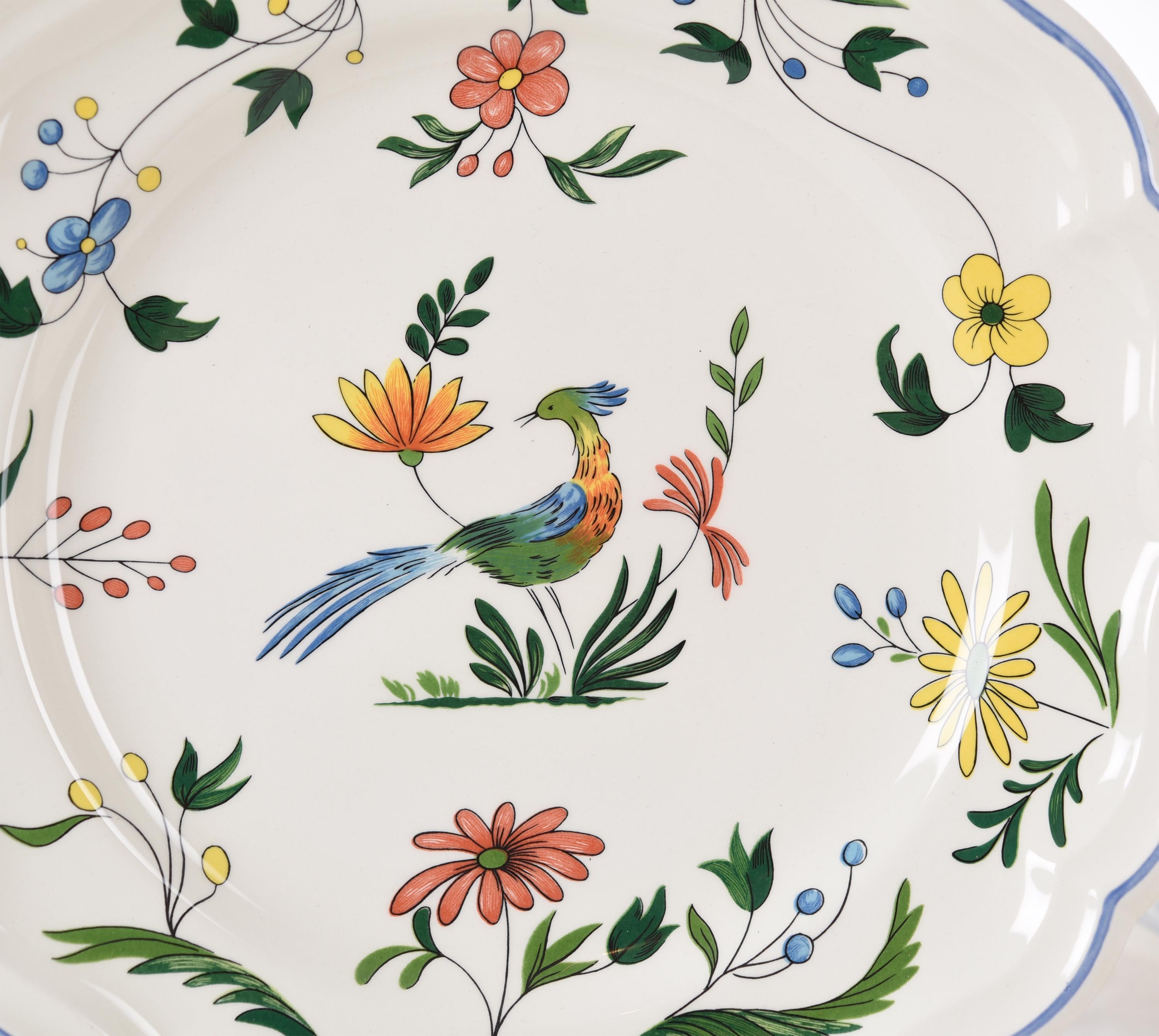Vintage Gien France Oiseaux De Paradis Dinner Plates- Set of 2 4 6