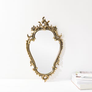 Authentic 19th Century French Rococo Mirror – Antique Gold Metal Wall Mirror – 53 cm – Ornate Baroque Vanity Mirror - Belle Époque