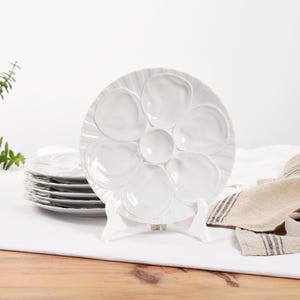 Pillivuyt White Porcelain Oyster Plate. French Antique Oyster Plates or Seafood Plate - US Customs Fees Covered