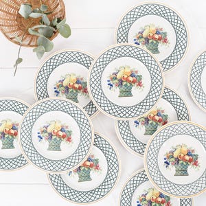 Vintage Villeroy & Boch Basket Pattern Salad Plate- German Vitro Porcelain Fruit Trellis Design- Collectible Mid Century European Tableware