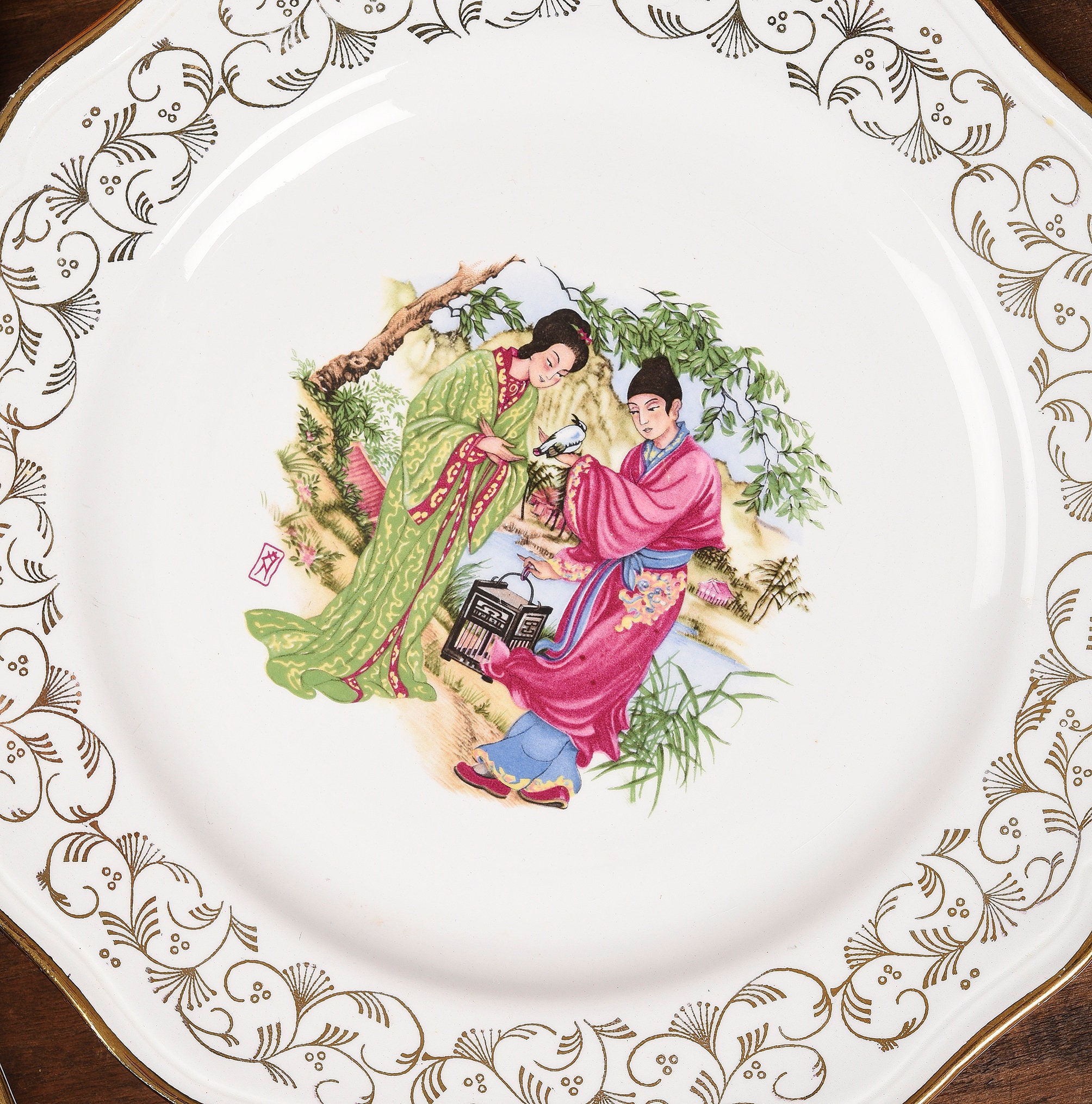 St Amand Plate. Set of 4 Vintage French China Plates