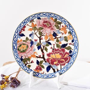 Vintage Gien Wall Plate – Peony French Faience – Hand Painted Floral Ceramic – Antique Decorative Plate – 10 in – Made in France