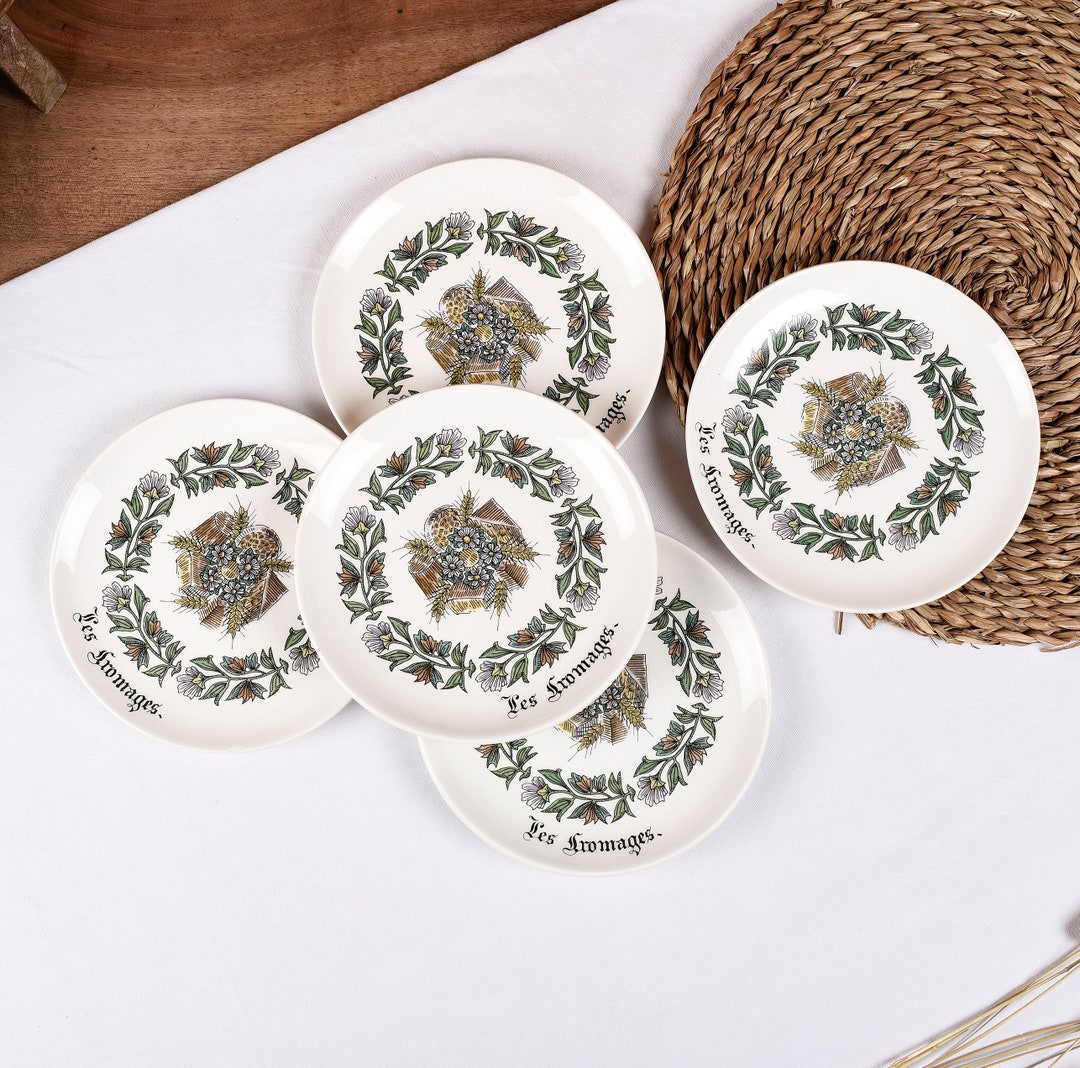 GIEN Dessert Plates. Set of 5 Small Vintage Cheese Plates, Made in ...