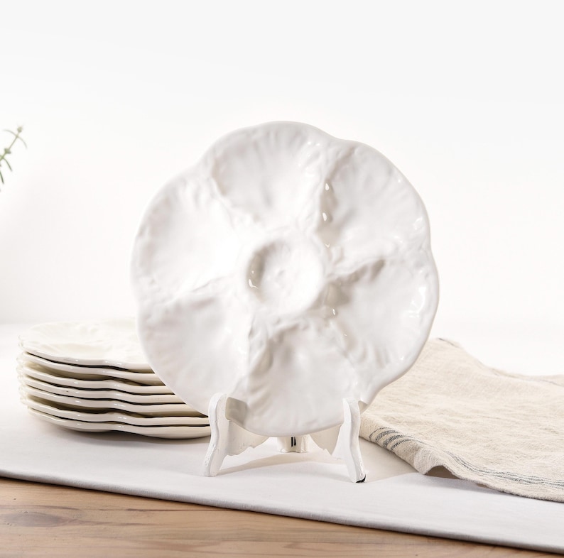 Oyster Plate - White Oysters Plates From Gien Factory - Majolica Plate ...