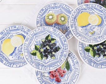 Gien France Oiseau Bleu Fig Plate 8 1/2 Diameter - Etsy