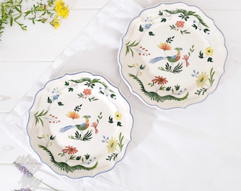 tocco【希少】ジアンGIEN CHEVREFEUILLE French GIEN Faience Ironstone Plates Set of 4, 1900s Antique