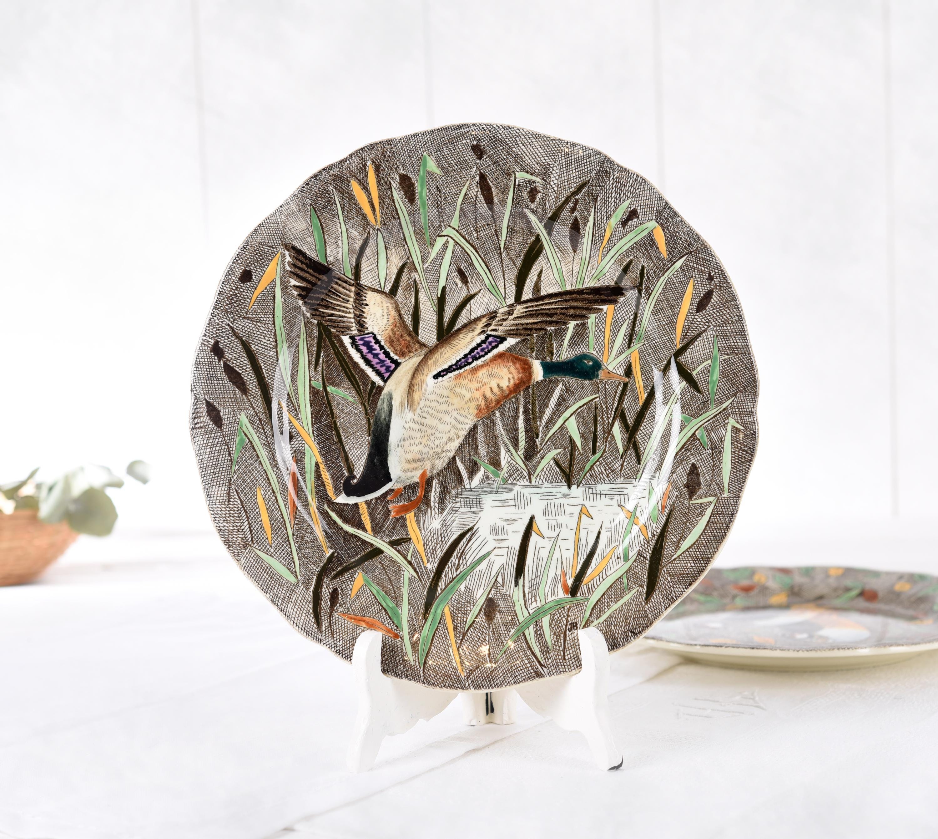 Vintage Gien Rambouillet Plate– French Faience Hunting Scene– Hand