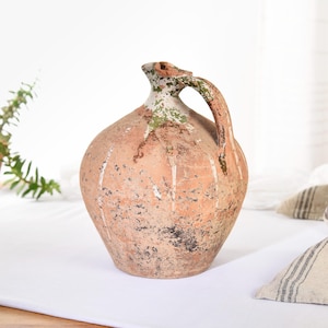 French Antique Wabi Sabi vase. Vintage Crock Jug, Clay Jug . Primitive Antiques. Old Pottery. Anything Rustic Very Rare To Find.