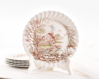 Johnson Brothers China. Set of 6 Johnson Brothers Dessert Plates. Vintage Johnson Bros China, Spring Model.