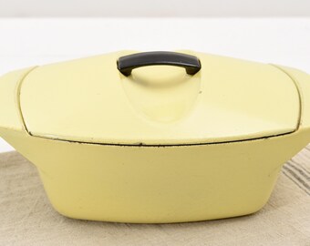 Cocotte LE CREUSET DUFOUR N 20 en Fonte émaillé Jaune Vintage 50/60