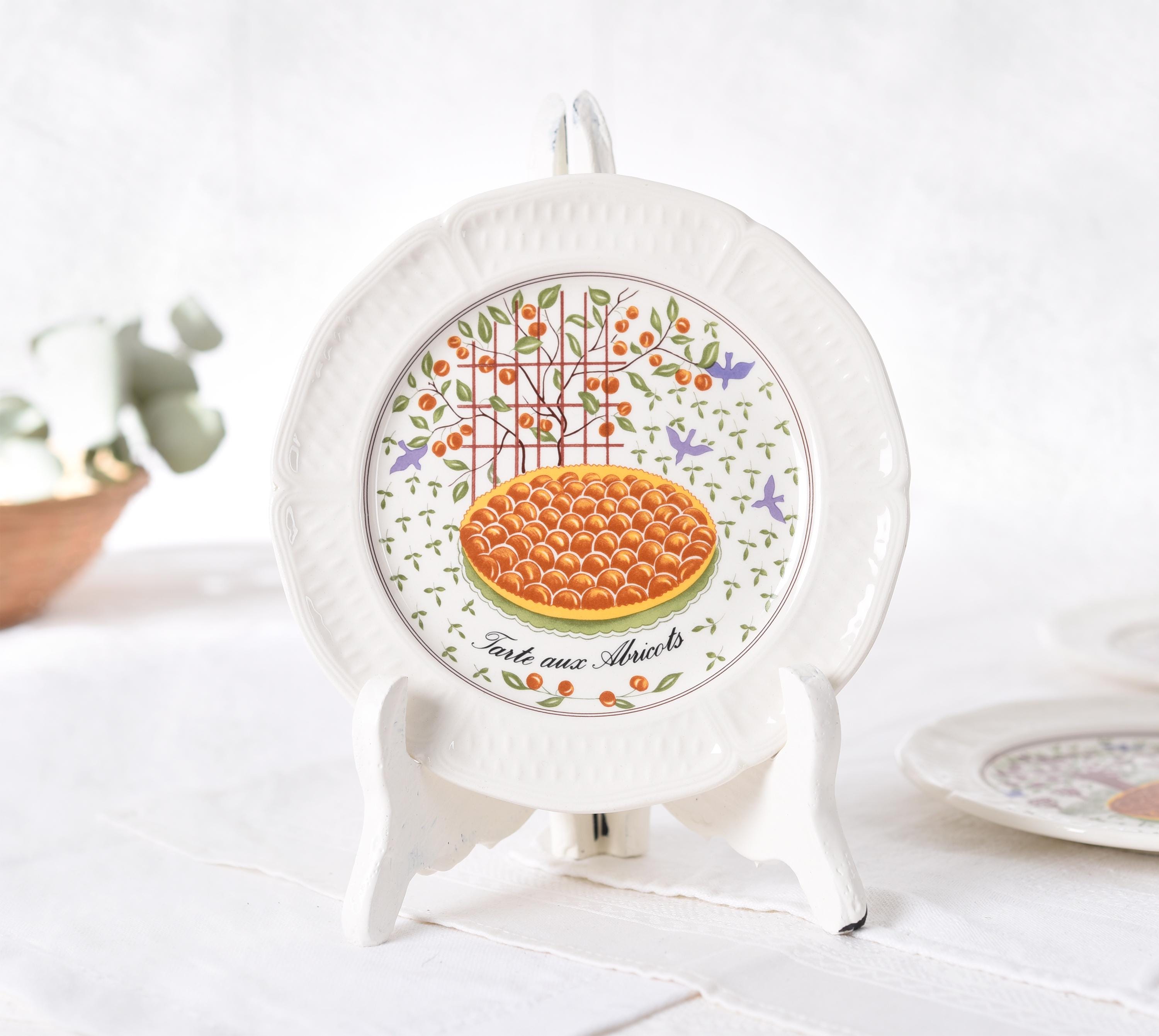 GIen FRANCE プレート Set of 5 Vintage Gien France Plates: Hand-painted French Floral