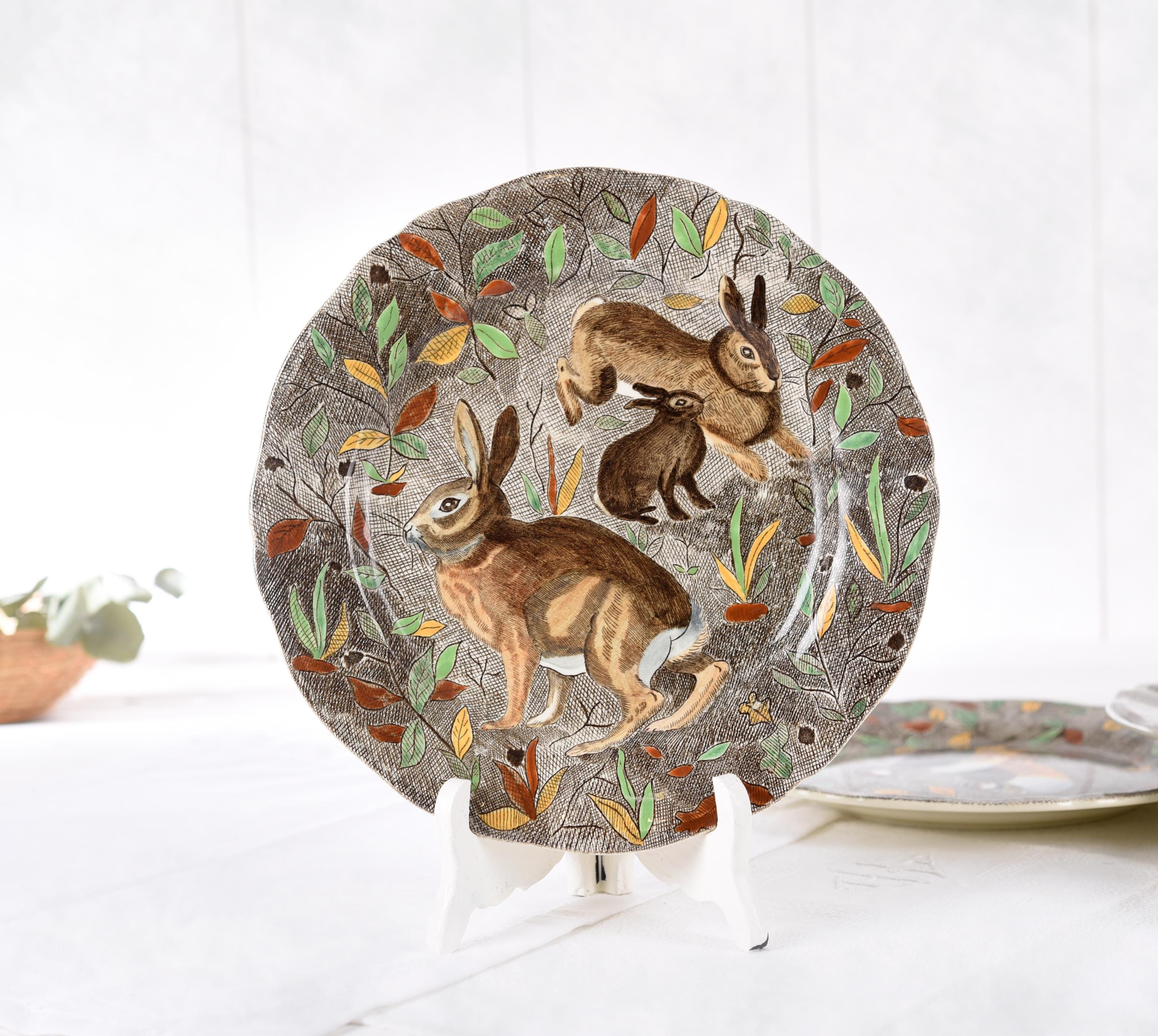 Vintage Gien Rambouillet Plate– French Faience Hunting Scene– Hand