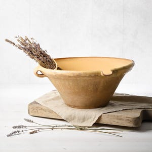 Large Antique French Glazed Terracotta Grésale Bowl- Provence Confit Pot- Rustic Farmhouse Decor- French Country Pottery- Authentic Planter