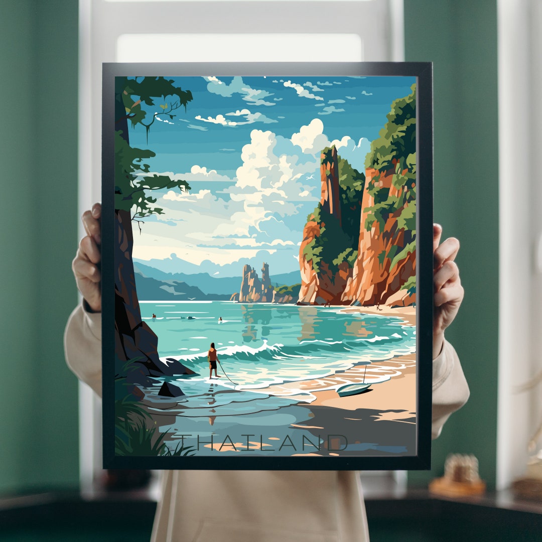Railay Beach Thailand Wall Art Print, Travel Poster, Home Decor, Gift