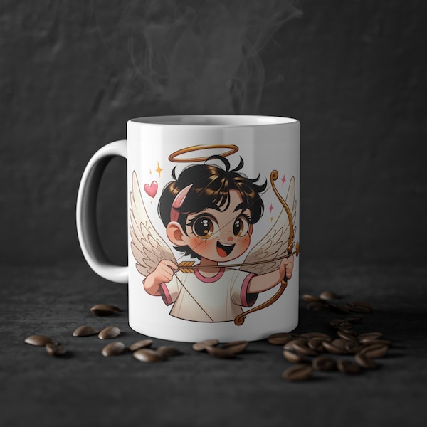 Anime-Engel Valentinstag-Tasse für Sie, Romantisches Geschenk, 330ml Keramikbecher, Liebe und Freundschaft, Spülmaschinenfest