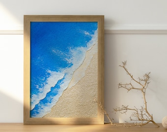 Seascape, golden beach, sea, ocean, 3D painting, acrylic, interior painting
