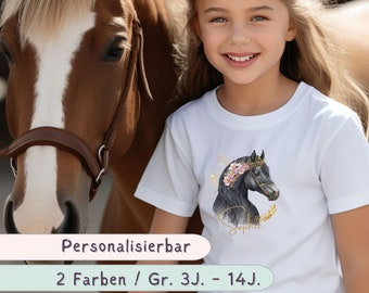 Personalisiertes Pferdemädchen T-shirt Geschenk Mädchen Reiterin Tshirt Pferd Geschenkidee Kinder Reiten Pony Pferdeliebe Pferdemädchen Reiten