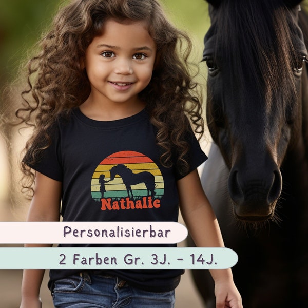 Personalisiertes Pferdemädchen T-shirt Geschenk Mädchen Reiterin Tshirt Pferd Geschenkidee Kinder Reiten Pony Pferdeliebe Horse Girl Reiten