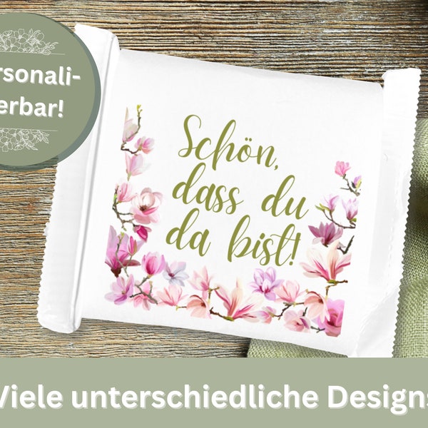 Ritter Sport Mini Banderole personalisiert kleines Geschenk Gastgeschenk Willkommen Hochzeit Tischdeko Dankeschön Give away Schokolade gift