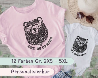 personalisiertes Mama Papa Baby Bär Shirt T-Shirt Geschenk zur Geburt Taufe personalisiert Baby Shower Geschenke für Eltern Oma Opa Unikat