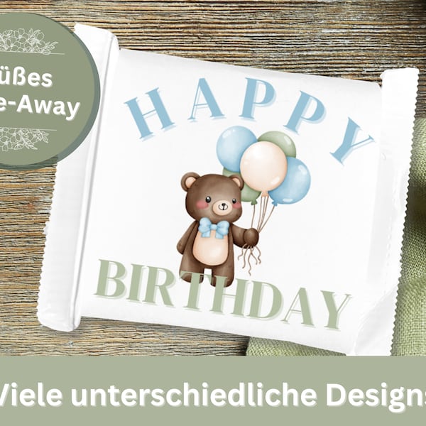 Ritter Sport Mini Banderole Kindergeburtstag kleines Geschenk Gastgeschenk Willkommen Tischdeko Kinder Geburtstag Give away Schokolade gift