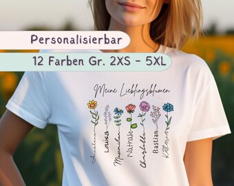 Personalisiertes Enkel Kinder T-Shirt Geburtstag Idee Muttertag Oma Opa Garten Shirt Geschenk Blumen Namen Kinder unikat persönlich