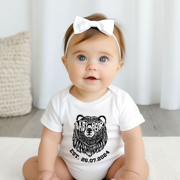 Baby Body personalisiert Geschenke zur Geburt Neugeborene Gender Reveal Party Strampler Baby Nachwuchs Baby Bär Family Shirt t-Shirt Familie