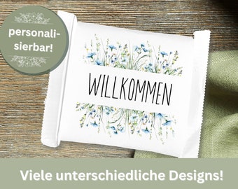 Ritter Sport Mini Banderole personalisiert kleines Geschenk Gastgeschenk Willkommen Hochzeit Tischdeko Dankeschön Giveaway Schokolade gift