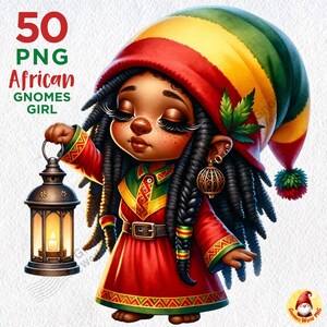 Gnomo ragazza africana, mese della storia dei neri, gnomo Juneteenth, gnomi carini PNG, sublimazione gnomi, 50 gnomi PNG, sublimazione, uso commerciale