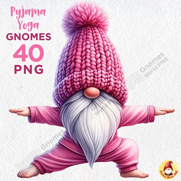 Pyjama Yoga Gnomes, Cute Gnomes PNG, Gnomes Sublimation, Gnome Yoga Watercolor Clipart,Gnomes PNG, Sublimation, Yoga Clipart, Commercial use