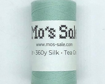 Tea green, 360 yard mulberry silk spool, 1 strand