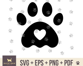 Paw Print Heart SVG, Paw PNG, Fur Mom SVG, Dog Mom svg, Cat Mama svg, Paw Prints, Dog Quotes, Paw Svg, Dog Lover Svg, Cricut Cut File