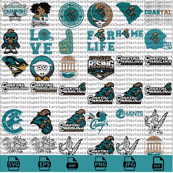 Coastal Carolina SVG Bundle, Chanticleers Pack Football, SVG Bundle, Cricut, Printable, University, College, Basketball, Svg Pdf, Download