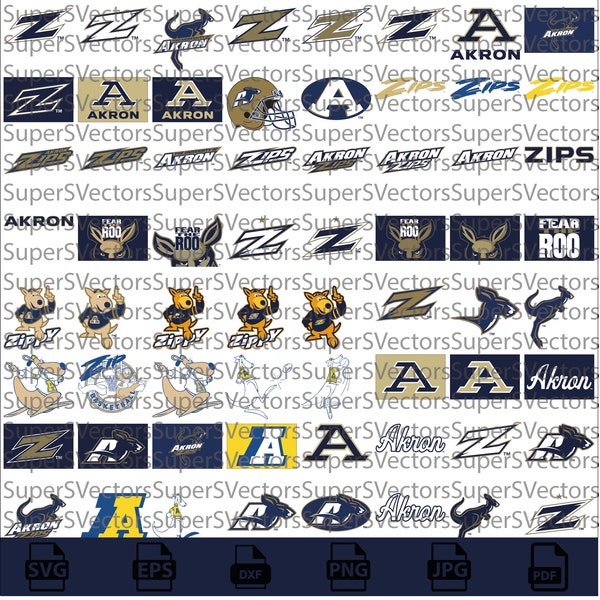 Akron SVG Bundle, Zips Football, SVG Bundle, Cricut, Printable, University, College, Basketball, Svg Png Pdf, Download