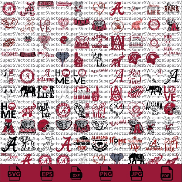 Alabama SVG Bundle, Crimson Tide Football, SVG Bundle, Cricut, Printable, University, College, Basketball, Svg Png Pdf, Download