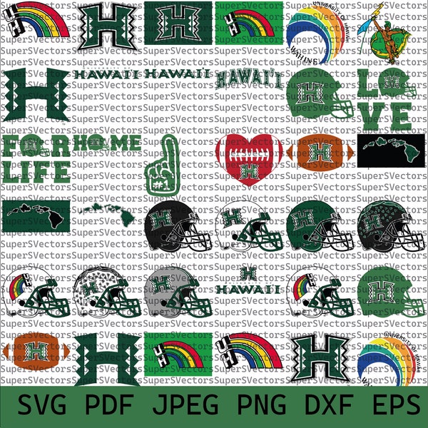 Hawaii SVG Bundle, Rainbow Warriors Football, SVG Bundle, Cricut, Printable, University, College, Basketball, Svg Png Pdf, Download