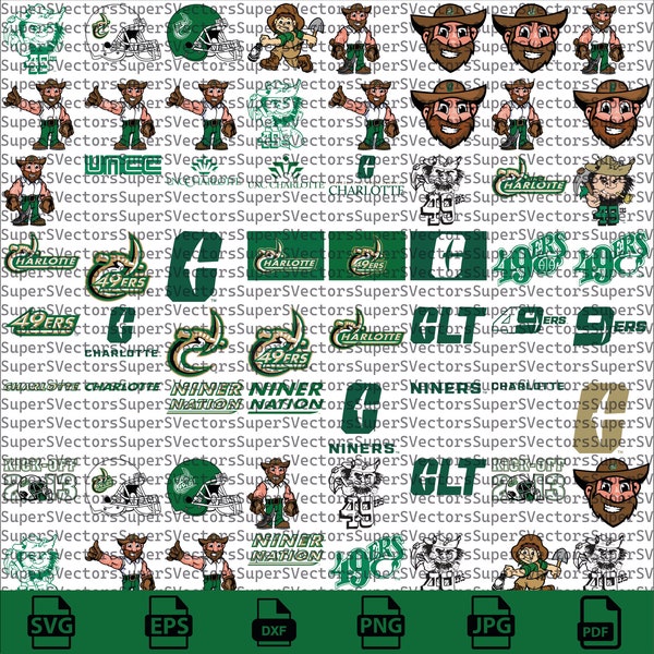 Charlotte SVG Bundle, 49ers Football, SVG Bundle, Cricut, Printable, University, College, Basketball, Svg Png Pdf, Download