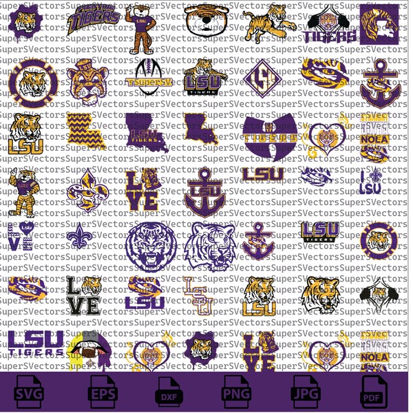 LSU SVG Bundle, Tigers Pack Football, SVG Bundle, Cricut, Printable, University, College, Basketball, Svg Png Pdf, Download