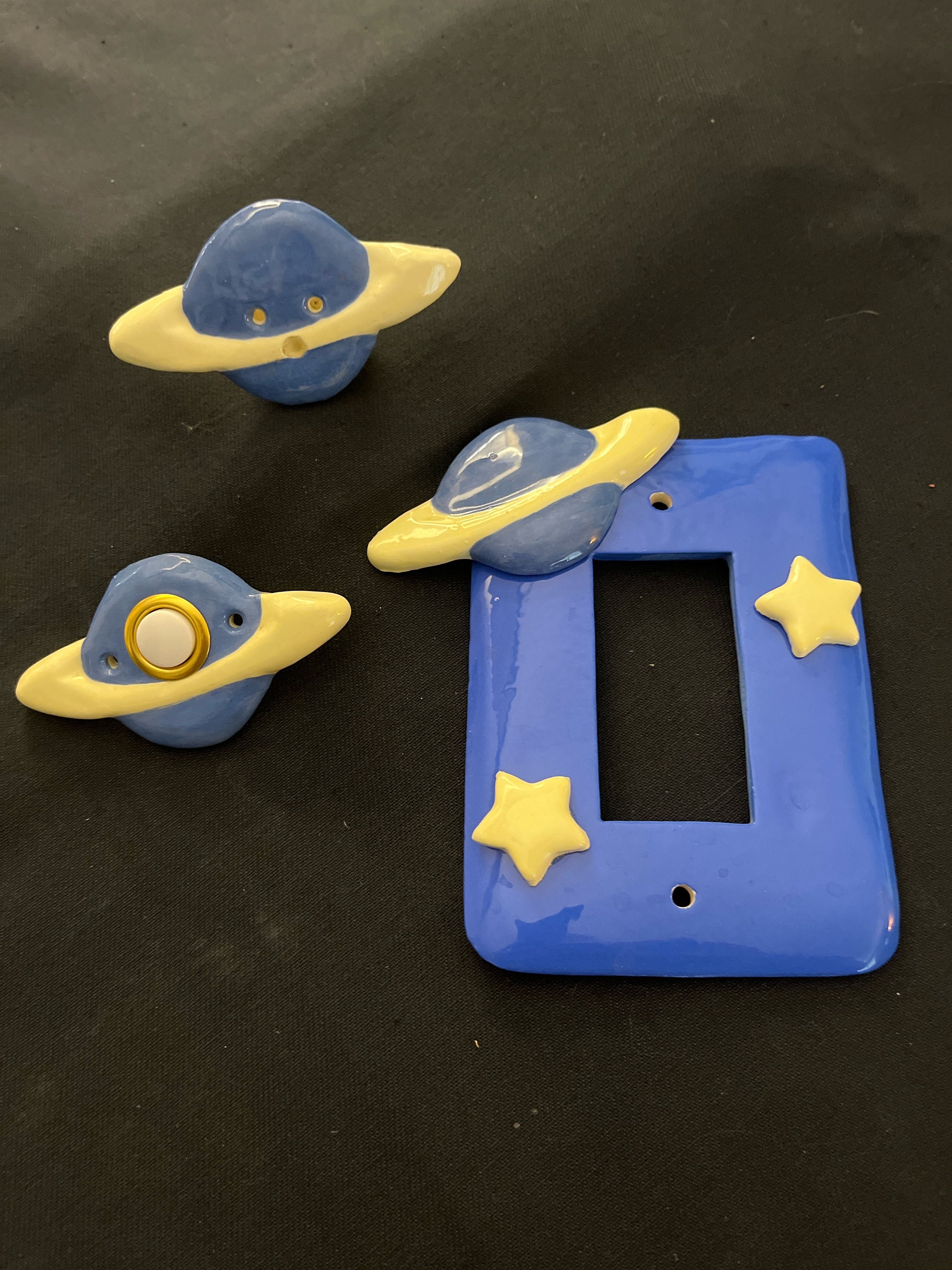 Handmade Planet Ceramic Light Switch Cover: Kids Room Decor