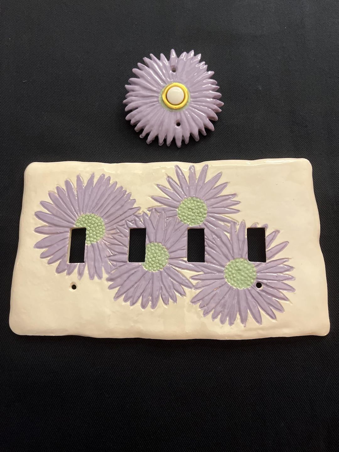 Daisy Handmade Daisy Ceramic Switch Plate Cover: Floral Home Decor - Etsy