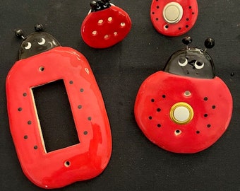 Ladybug Handmade Ladybug Ceramic Switch Plate Cover: 3D Accent Decor