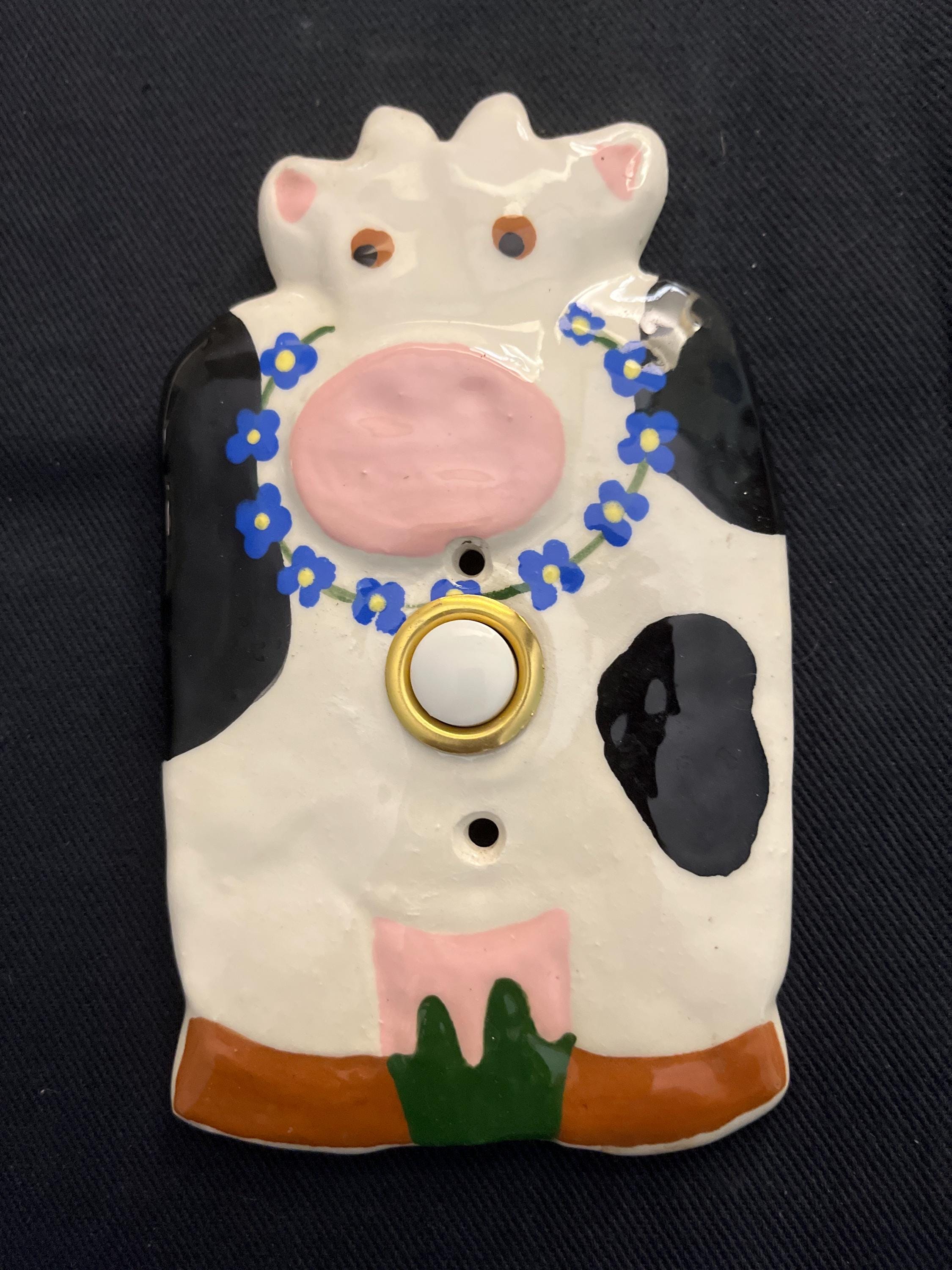 Cow Hand Painted Ceramic Cow Switch Plate: Triple, Double Plug Cover - Etsy