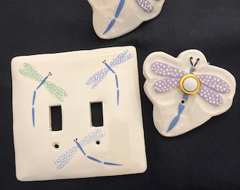 Dragonfly Hand-Painted Dragonfly Light Switch Cover: Ceramic Decor