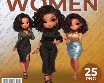 Glam Women Clipart: Sophisticated PNG Illustrations (Digital Download)